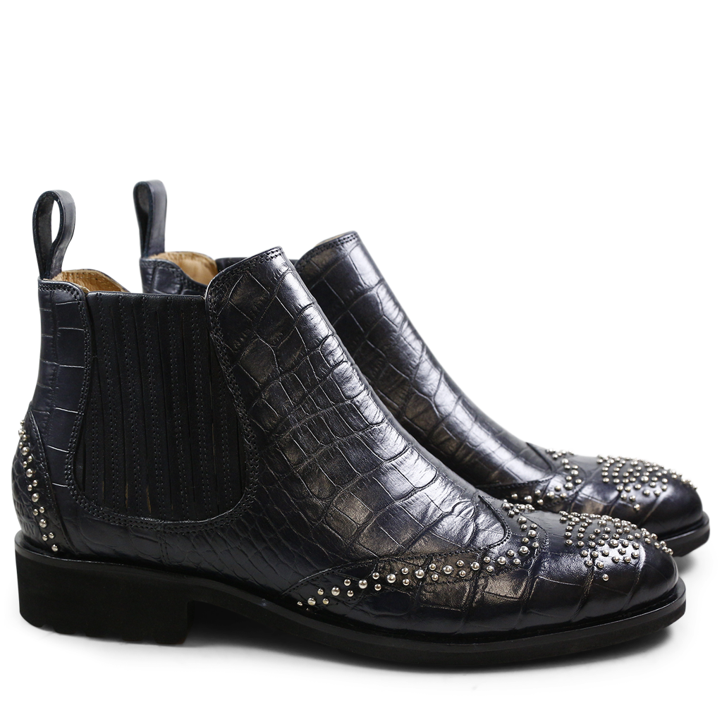 Sally 46 Big Croco Navy Rivets Rook D Black – Melvin & Hamilton